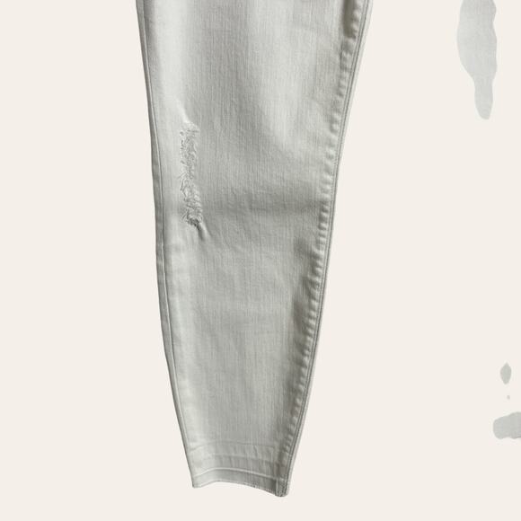 Spanx White Ripped Raw Hem Pull-On Denim Skinny Jean Jeggings Size M - Picture 6 of 9